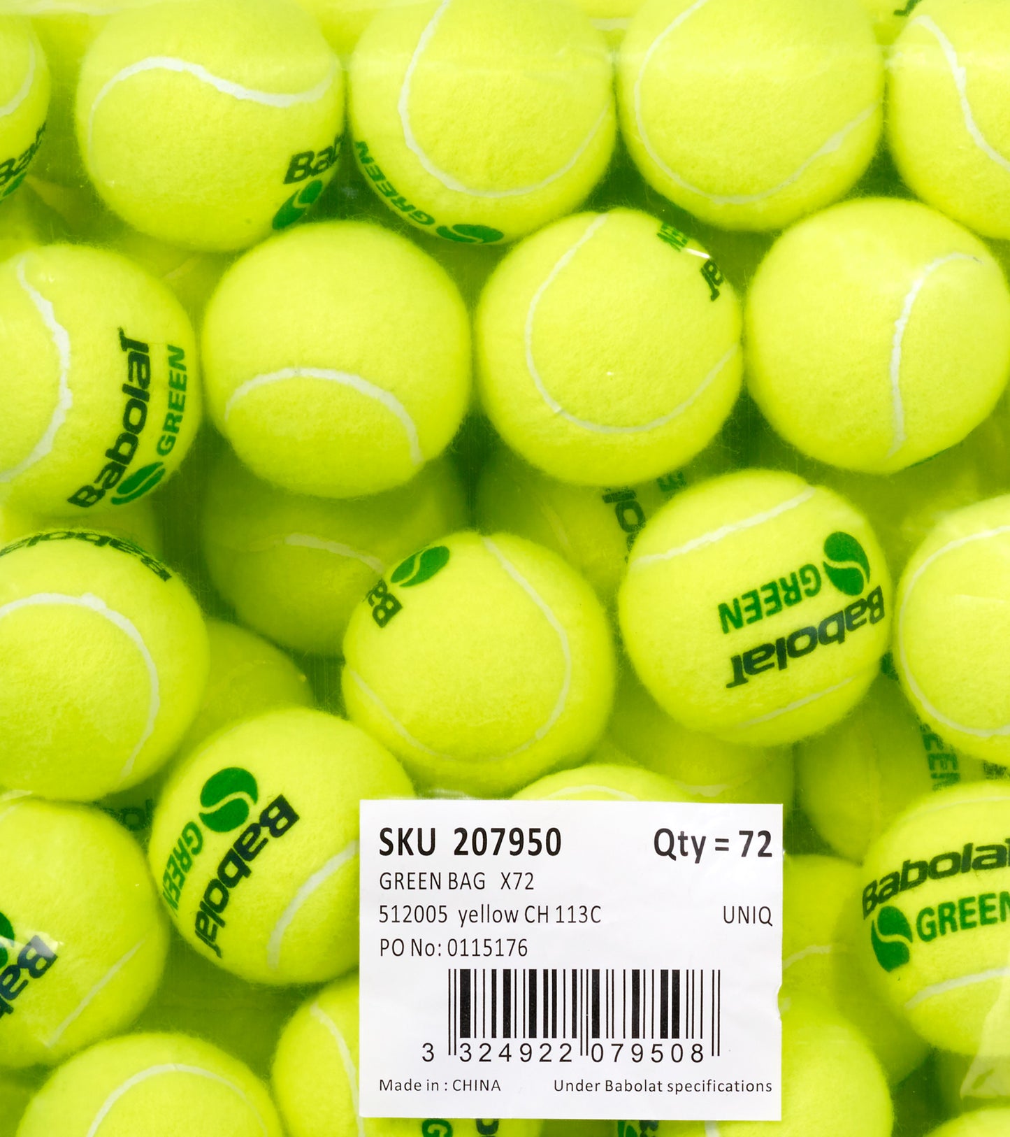 Тенісні м'ячі BABOLAT GREEN BAG X72 (Упаковка 72 м’ячі)